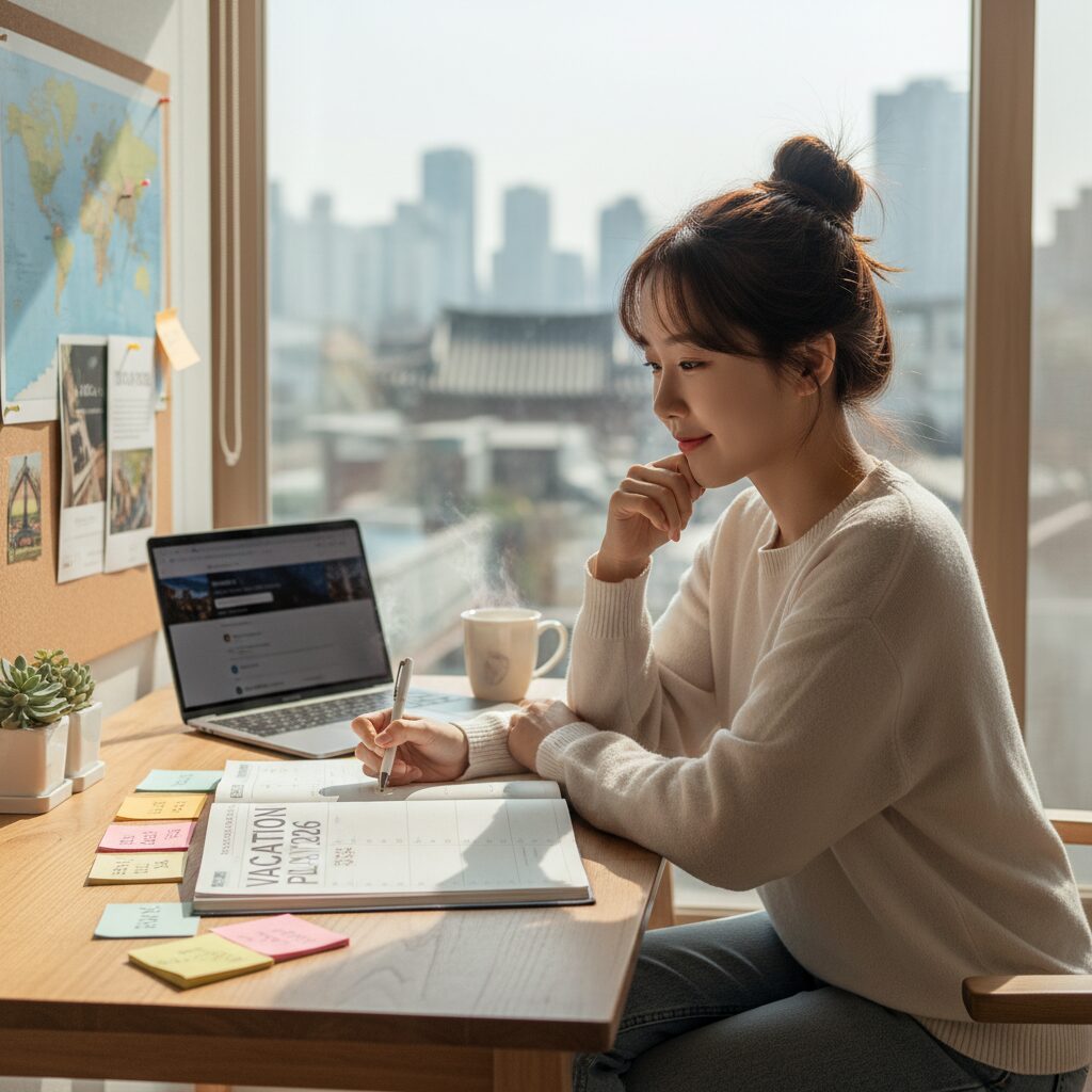 2026년 휴가 계획표를 작성하는 모습