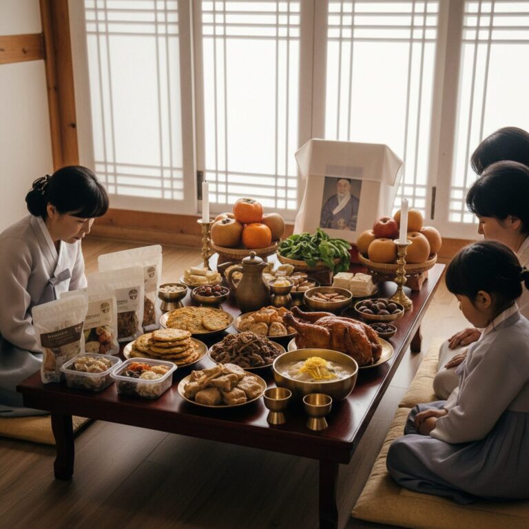 밀키트와 집에서 준비한 음식으로 완성된 아름다운 차례상