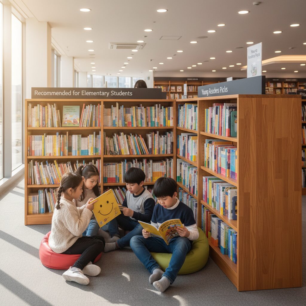 서점 내 초등학생 추천도서 코너 사진