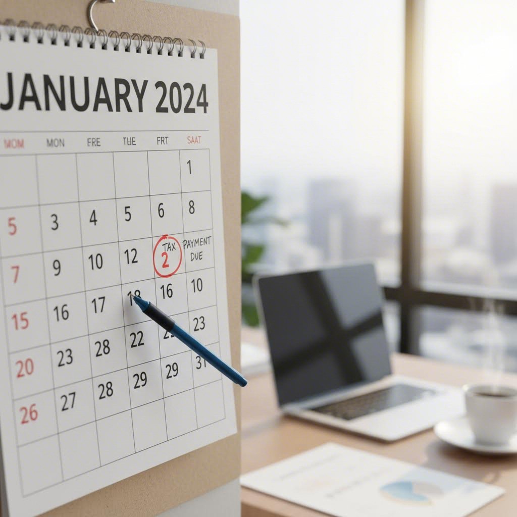 1월 달력에 등록면허세 납부 기한인 2월 2일을 강조 표시한 이미지