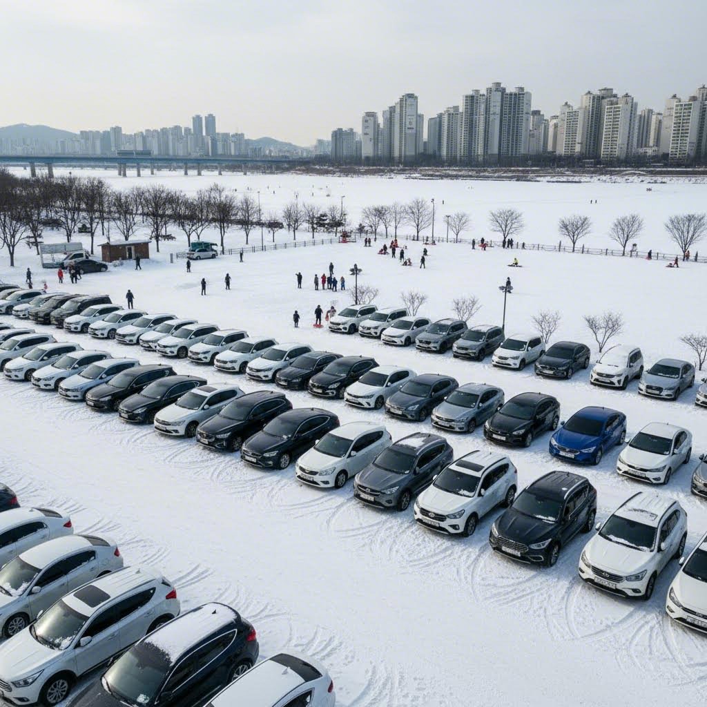 잠원한강 눈썰매장 인근 제6주차장 전경