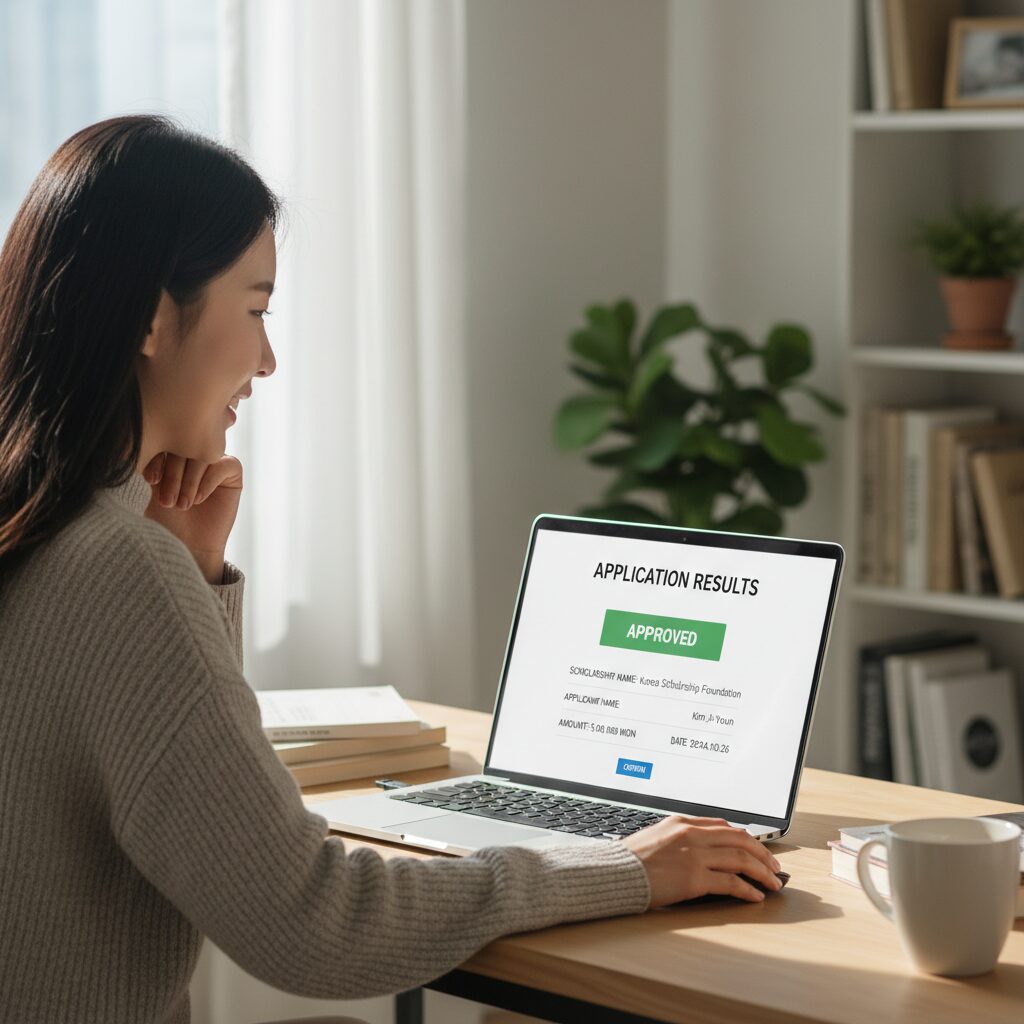 한국장학재단 마이페이지에서 신청 결과 확인하는 화면
