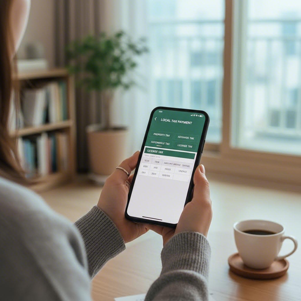 스마트폰에서 위택스 앱을 실행하여 등록면허세 조회 화면