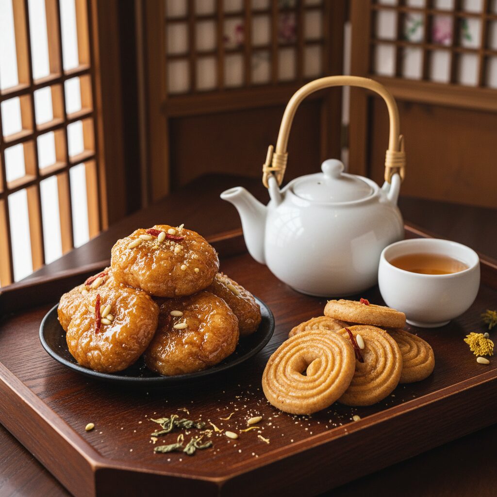 개성주악과 약과가 담긴 전통 다식 세트