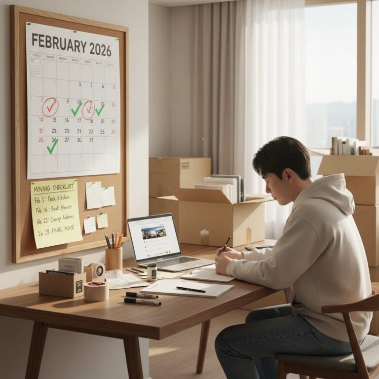 2026년 2월 손 없는 날 달력 표시된 이사 준비 일정