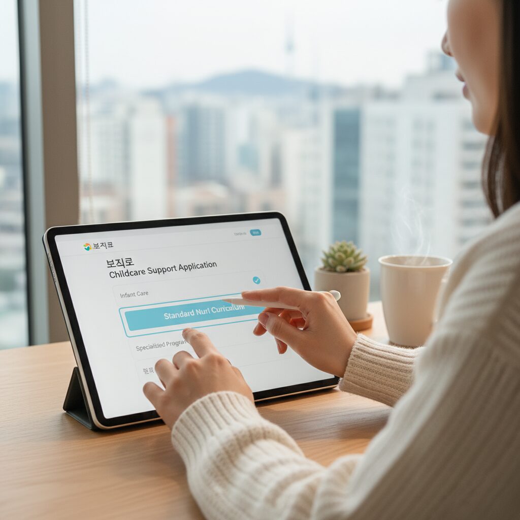 복지로 유아학비 신청 화면에서 일반 누리과정 선택하는 모습