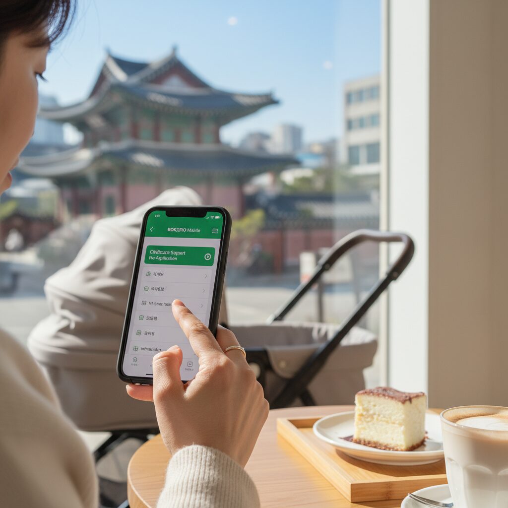 복지로 모바일 앱에서 유아학비 사전신청 메뉴를 선택하는 화면