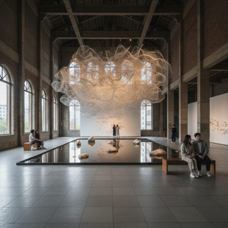 서울시립미술관 최재은 약속 전시장 내부, 조용하고 고요한 분위기의 설치 작품