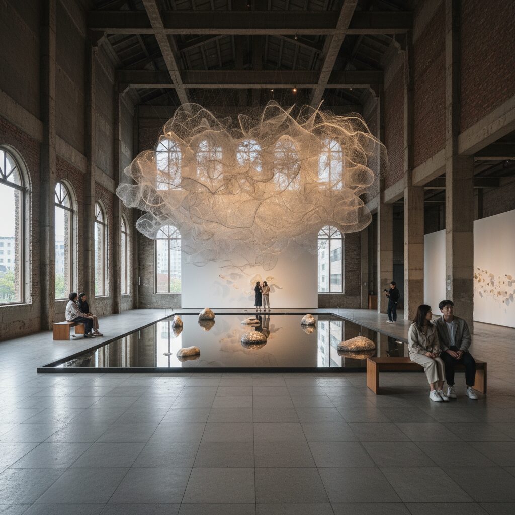 서울시립미술관 최재은 약속 전시장 내부, 조용하고 고요한 분위기의 설치 작품