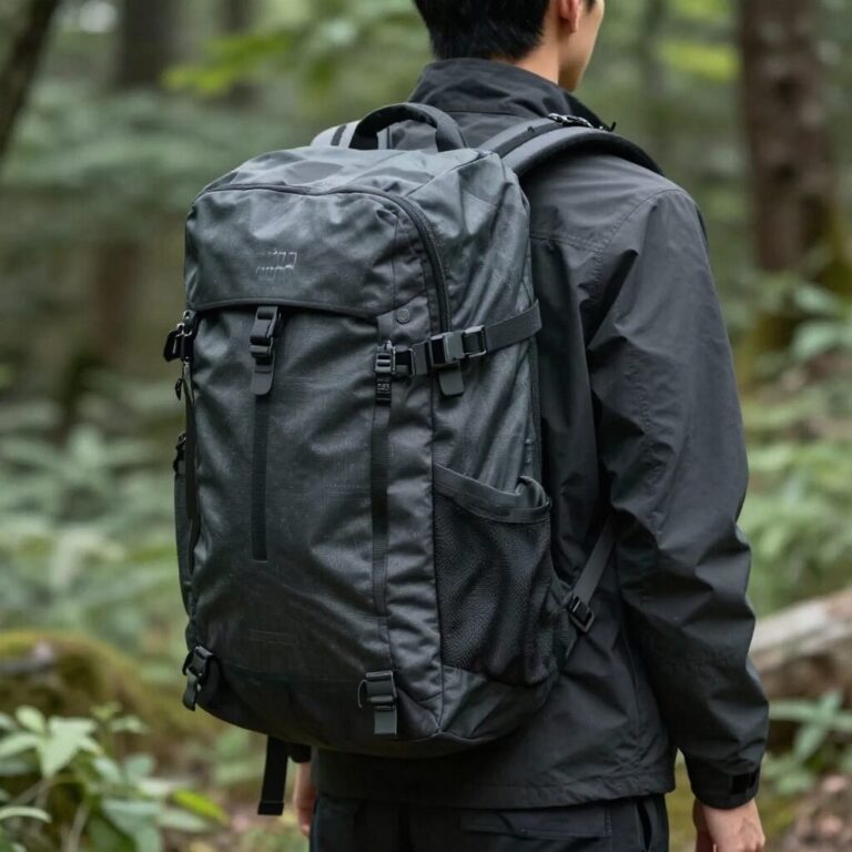 디스커버리 라이크 에어 퀀텀 백팩을 등에 멘 모습