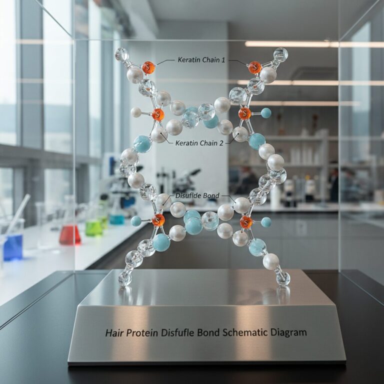머리카락 단백질의 이황화 결합 모식도