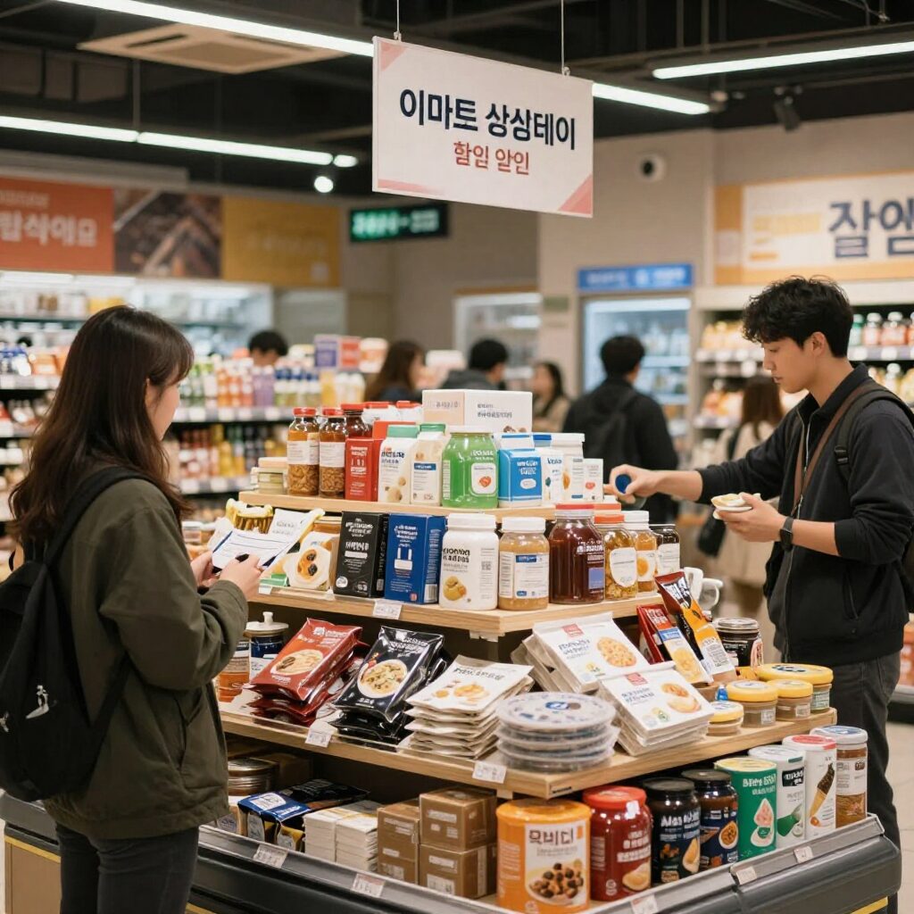 이마트 삼삼데이 할인 행사로 진열된 다양한 상품들