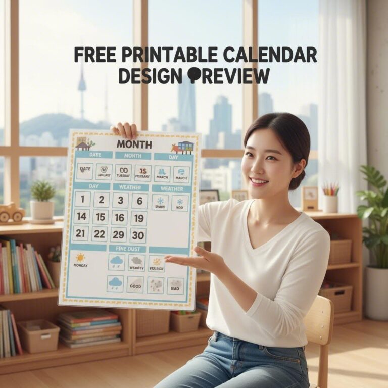 날짜판 무료 도안 미리보기 월 일 요일 날씨 미세먼지 카드가 포함된 디자인