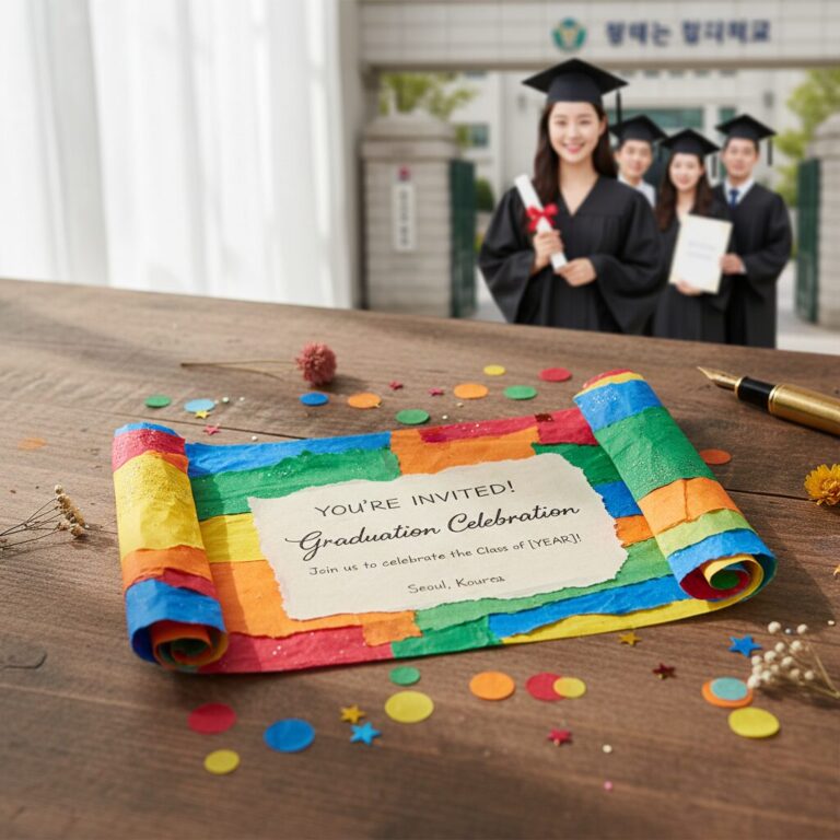 습자지를 이용해 만든 알록달록한 졸업식 초대장