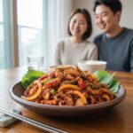 주꾸미볶음 맛집과 집에서 만드는 레시피 집에서 만든 주꾸미볶음 접시에 담은 모습