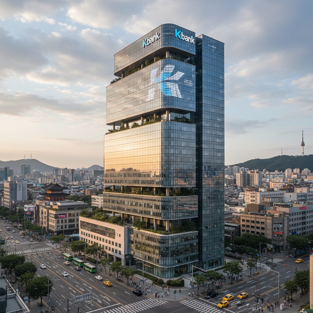 케이뱅크 로고가 있는 건물 외관