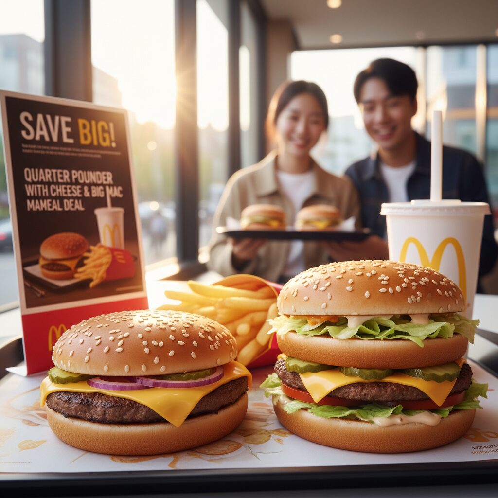 맥도날드 할인 행사 중인 쿼터파운더치즈와 빅맥 버거 사진