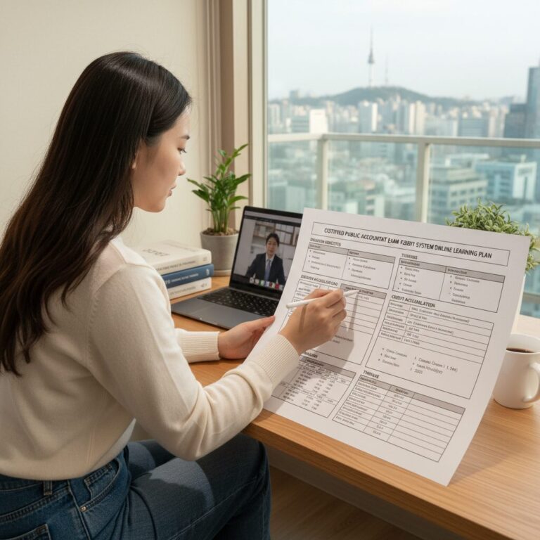 공인회계사 시험 자격을 위한 학점은행제 온라인 학습 플랜 차트