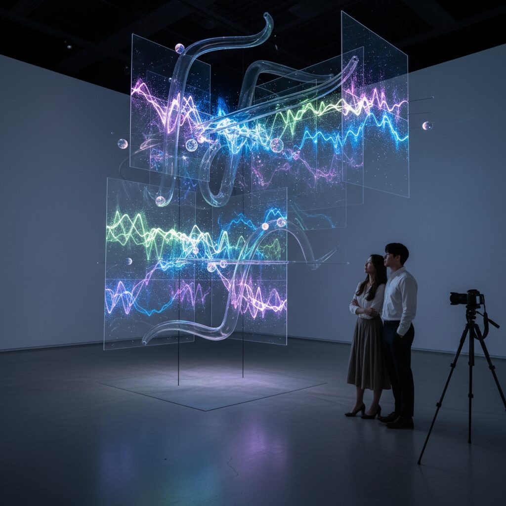 양자역학 개념을 표현한 추상적인 디지털 아트 이미지