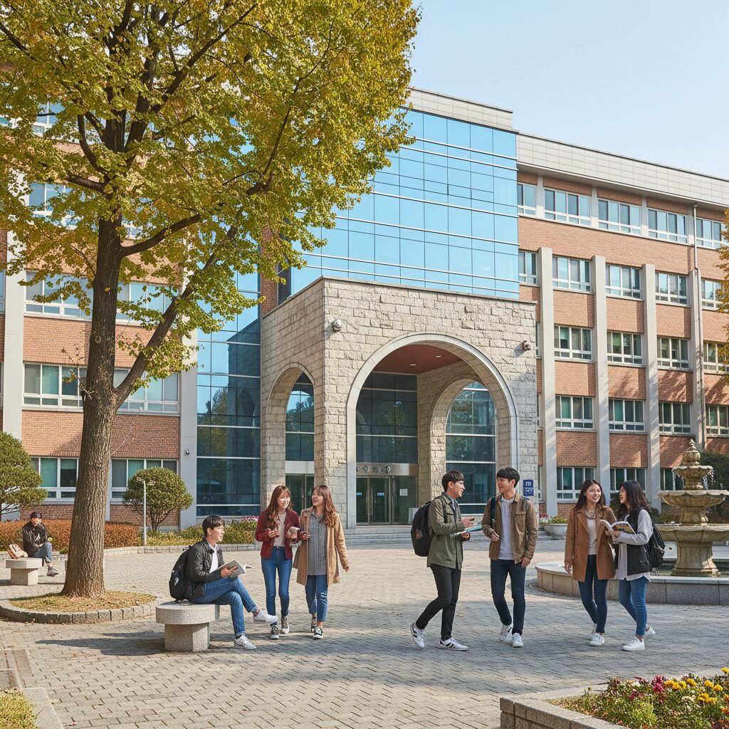 숭실대학교 글로벌미래교육원 외관과 학생들