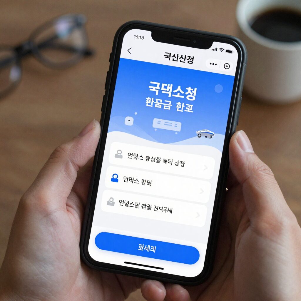 휴대폰으로 국세청 손택스 앱을 열어 연말정산 환급금 조회 화면을 보는 모습
