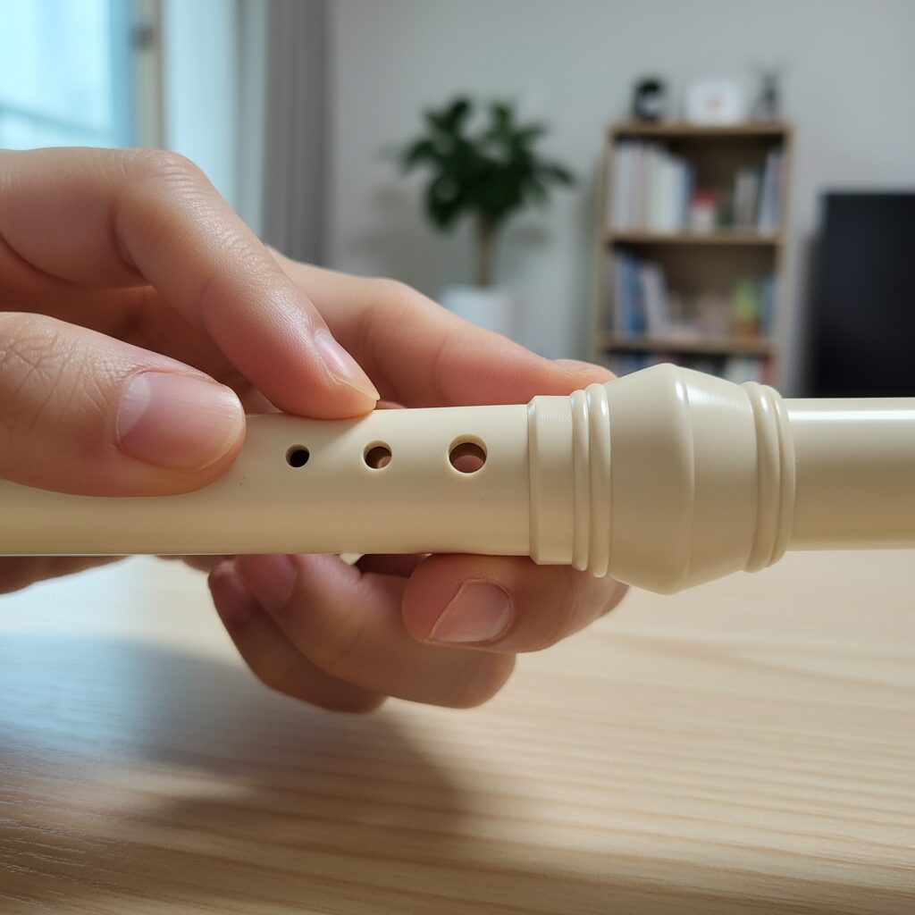 야마하 저먼식 리코더 4번 5번 구멍 크기 비교