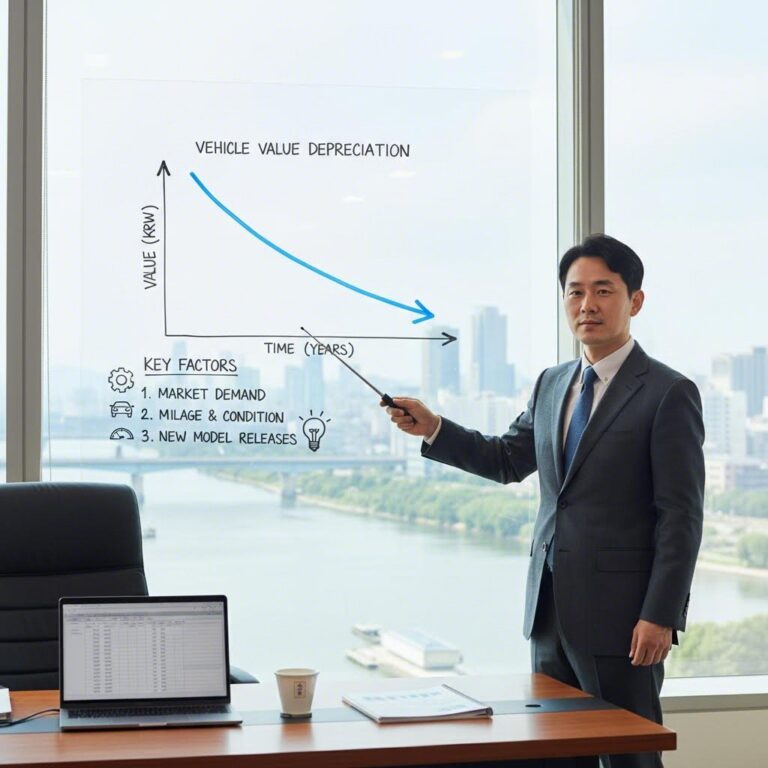 금융리스 차량 가치 감소 그래프와 주요 요인 설명