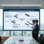 천궁2 방공 시스템 구성도와 각 기업의 담당 역할을 보여주는 다이어그램