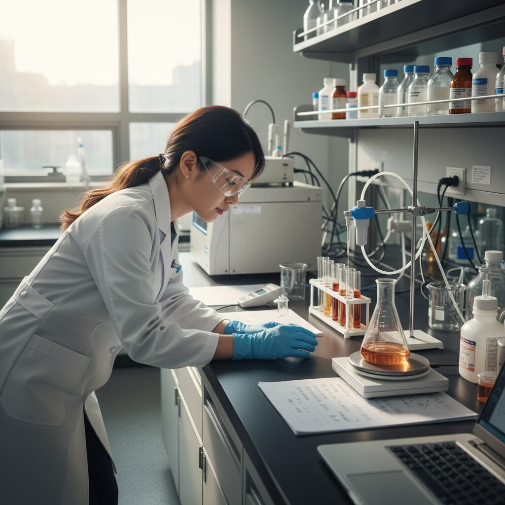 효소 반응 실험 장면 사진