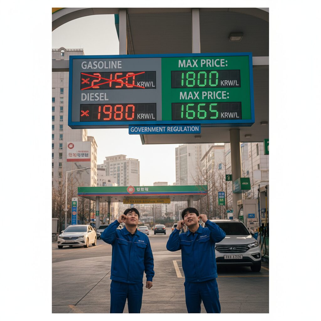 석유 최고가격제 시행으로 변하는 주유소 가격표 전광판