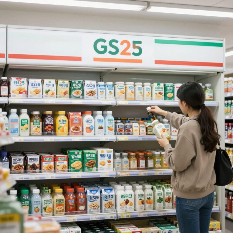 GS25 편의점 내부에 진열된 4월 행사 할인 상품들