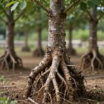 뿌리가 풍부하고 줄기가 튼튼한 건강한 엄나무 묘목