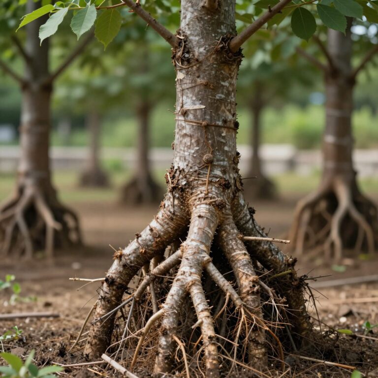 뿌리가 풍부하고 줄기가 튼튼한 건강한 엄나무 묘목