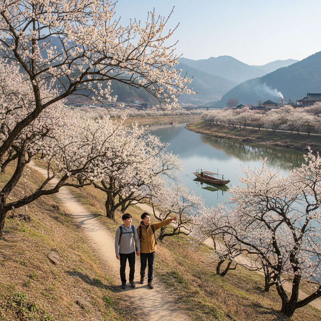 하동 흥룡마을 섬진강변 매화 풍경