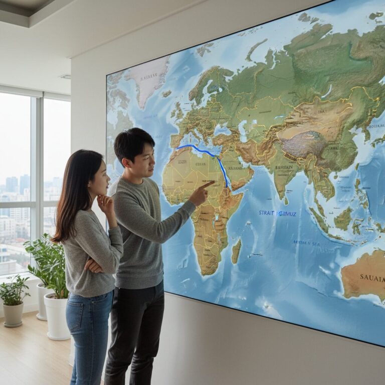 호르무즈 해협 위치와 주변 국가 지도