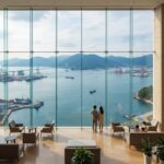 광양 락희호텔 로비에서 바라본 광양만 바다 전경