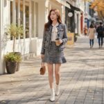 잇미샤 트위드 자켓으로 완성하는 봄 하객룩 잇미샤 트위드 자켓과 스커트 셋업 스타일링 예시