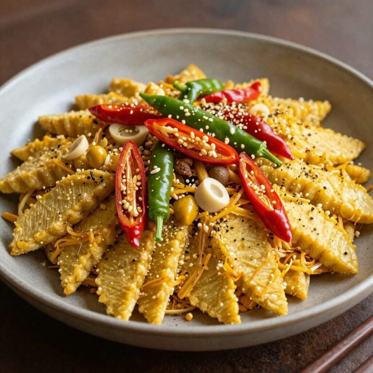 돼지감자로 만든 아삭한 생채와 꽈리고추찜이 담긴 접시