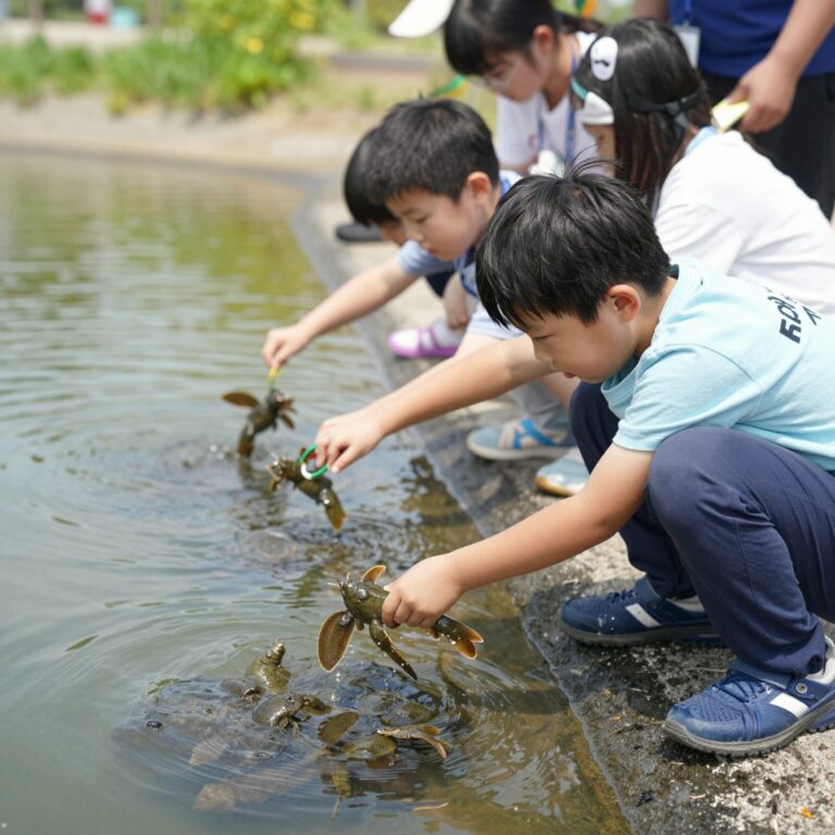 서천 쭈꾸미 축제에서 어린이가 쭈꾸미 낚시 체험을 즐기는 장면