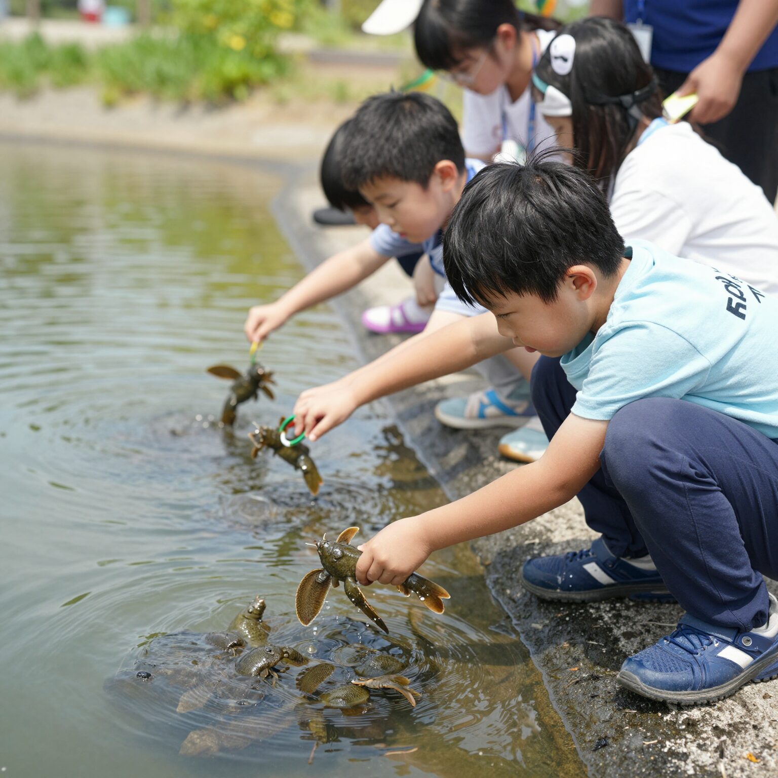 서천 쭈꾸미 축제에서 어린이가 쭈꾸미 낚시 체험을 즐기는 장면