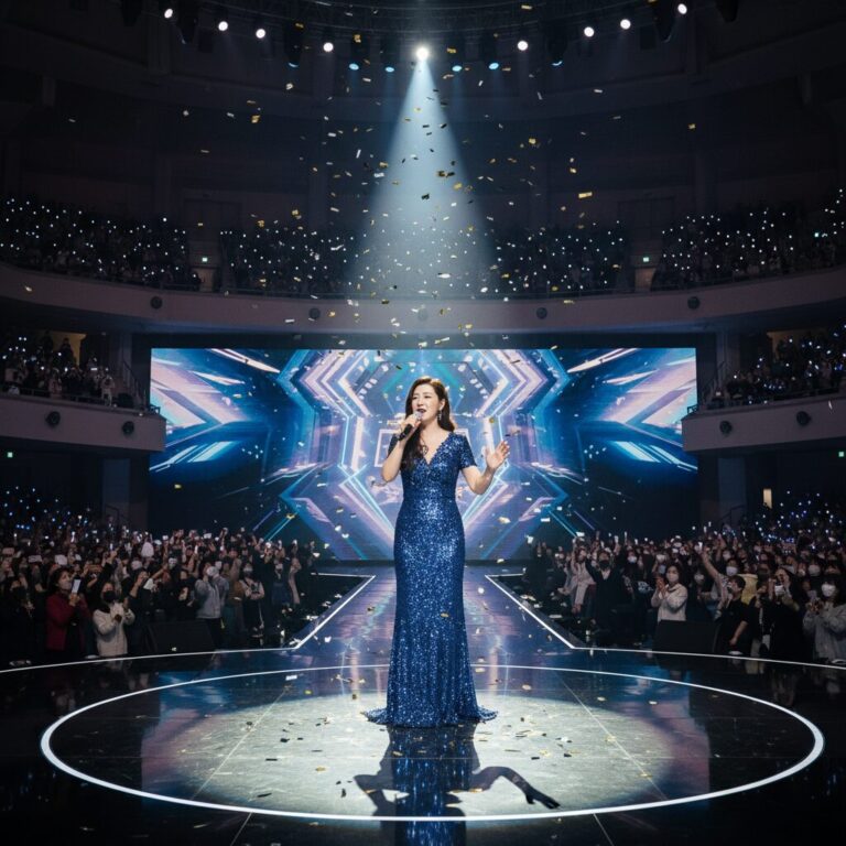 미스트롯4 결승전에서 노래하는 우승자 이소나의 모습