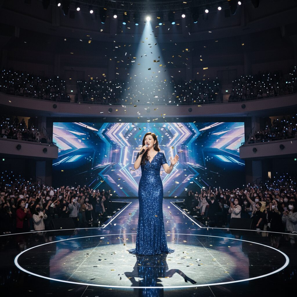 미스트롯4 결승전에서 노래하는 우승자 이소나의 모습