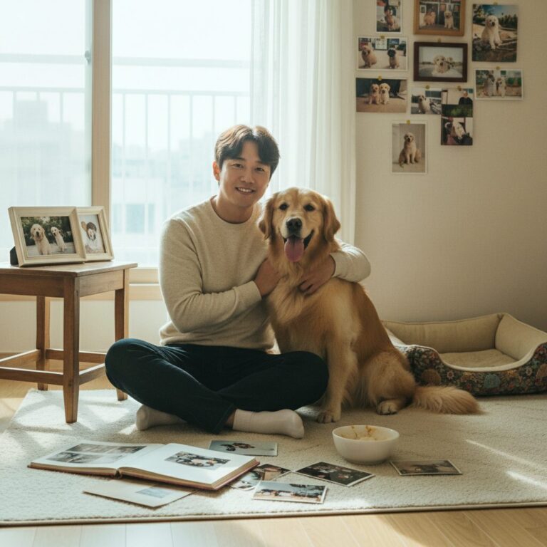 나 혼자 산다에서 방송된 구성환과 반려견 꽃분이가 함께한 추억의 스틸컷