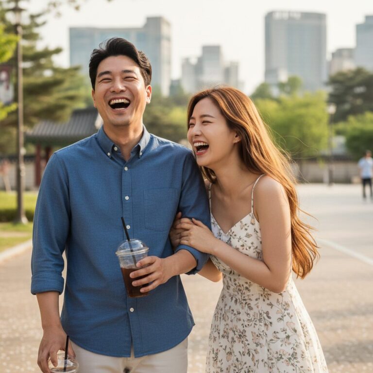 나솔사계 상철과 백합이 함께 웃고 있는 모습