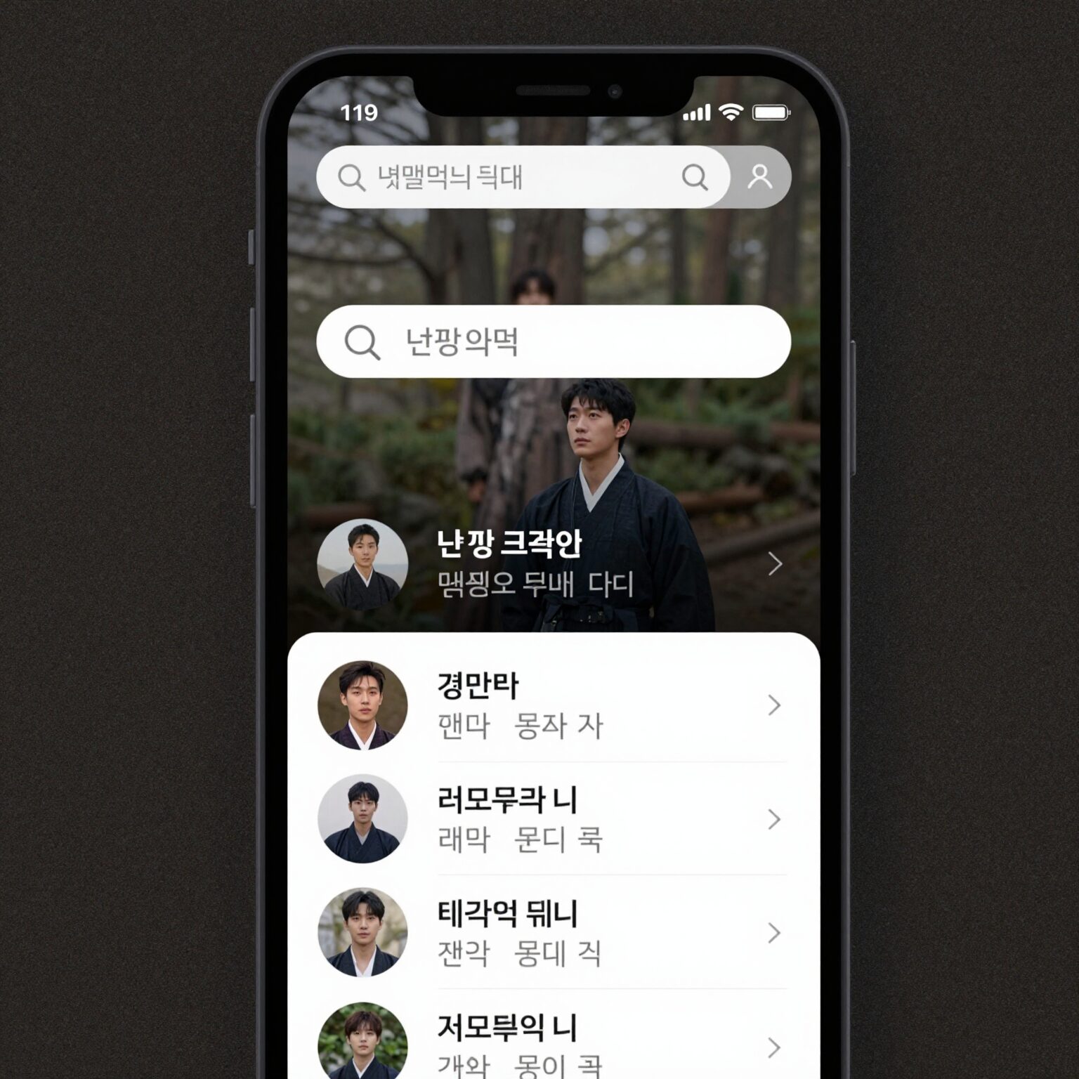 넷플릭스 앱 화면에서 나의 목록과 검색 기능을 보여주는 스크린샷
