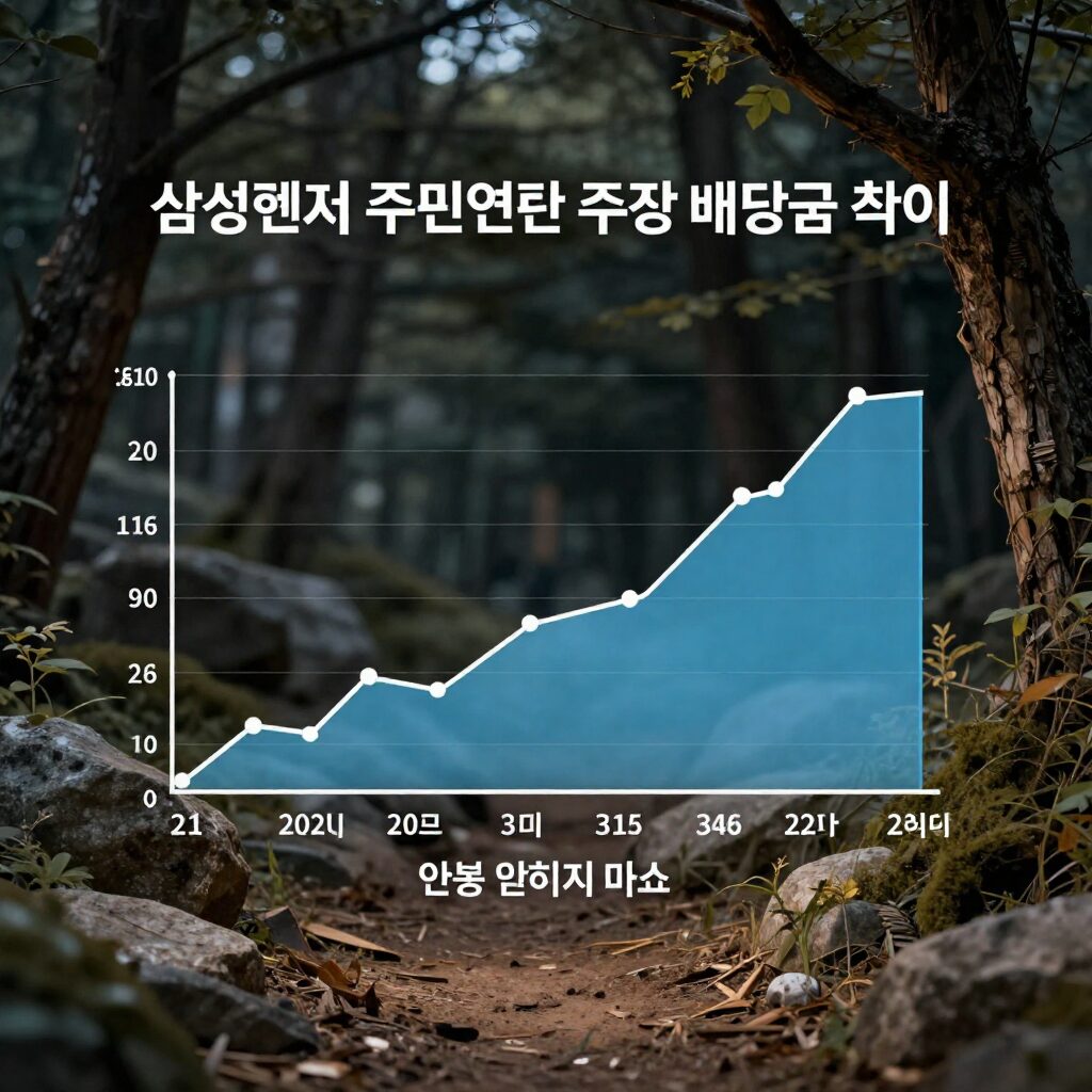 삼성전자 최근 연간 주당 배당금 변동 추이를 나타낸 그래프