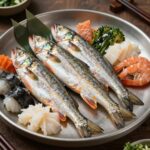 봄 도다리 모둠회와 다양한 생선회가 담긴 접시