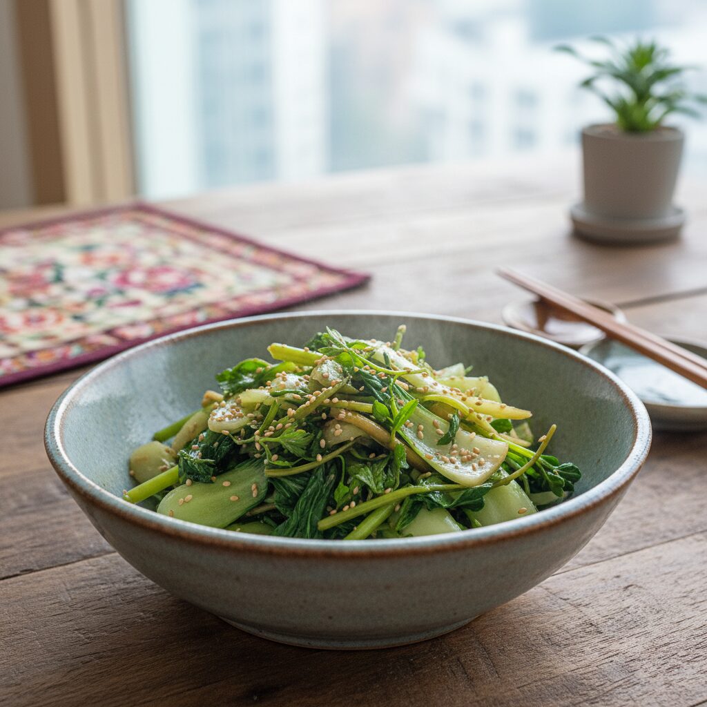 봄동 쑥 냉이 요리 완성된 사진