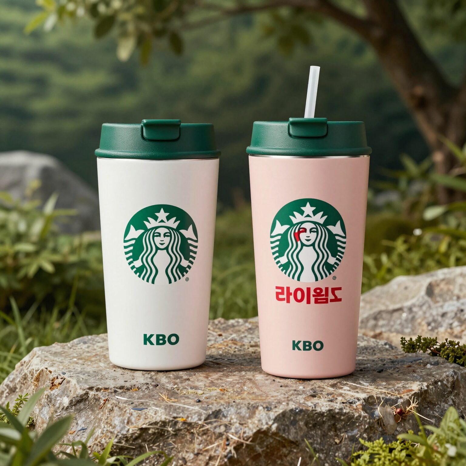 스타벅스 KBO 콜라보 삼성 라이온즈 캔쿨러 텀블러 실물 사진