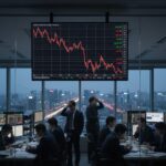 주식 시장 급락을 보여주는 하락세의 차트 그래프